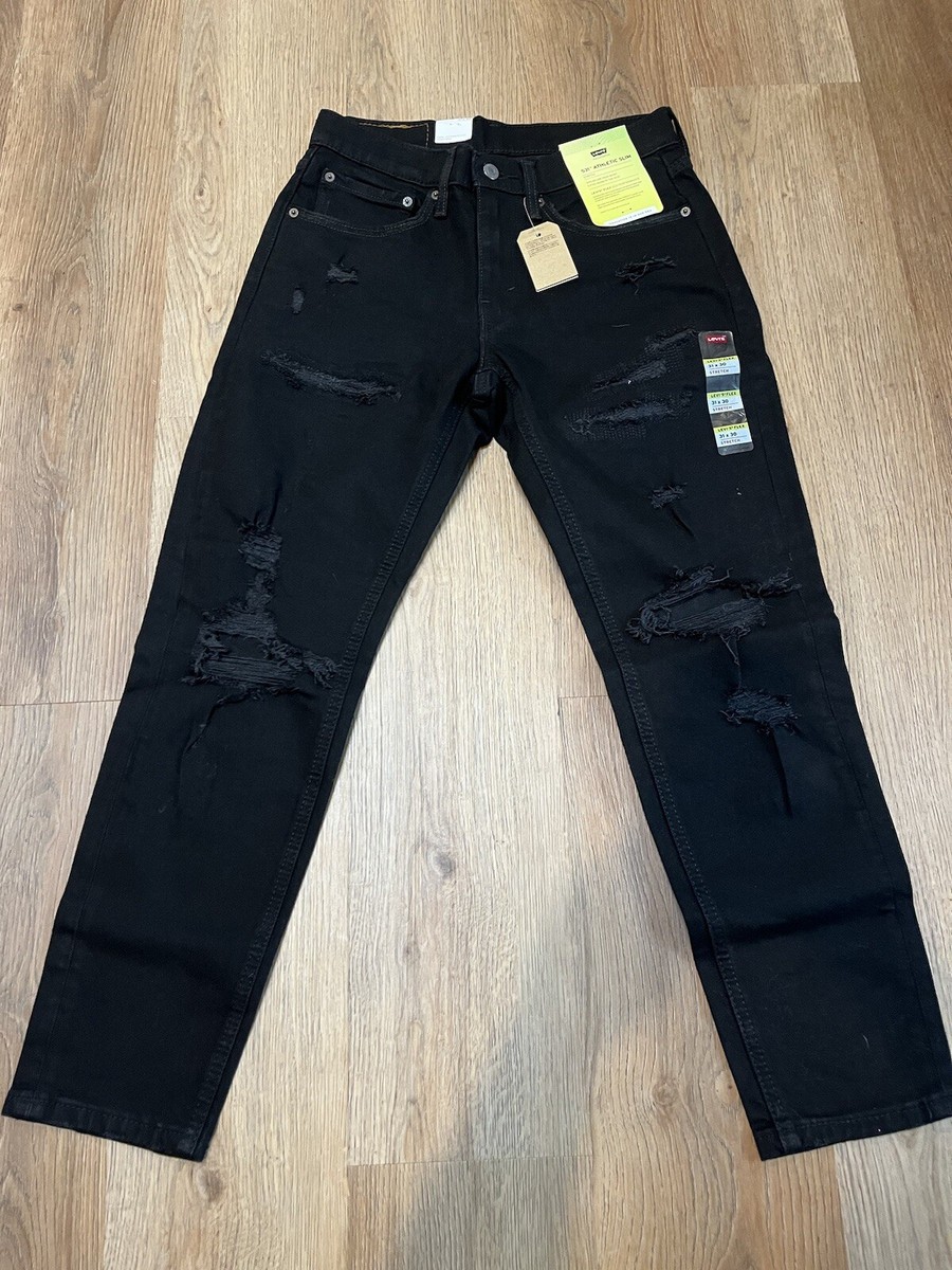 LEVIS Flex 531 Athletic Slim 31x30 Men Black Ripped Jean New | eBay