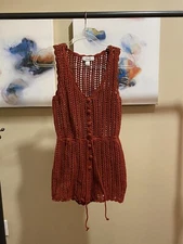 forever 21 burnt orange crochet romper S