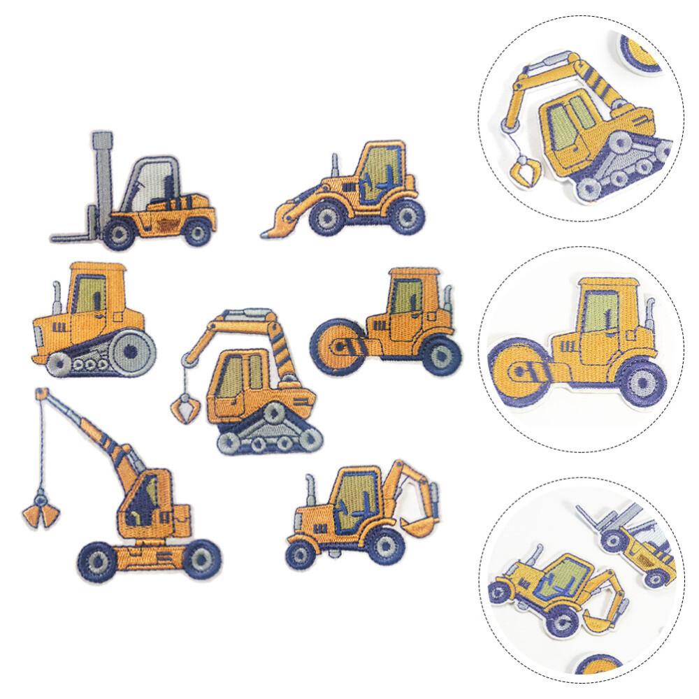 7 Pcs Truck Patches Iron Embroidered Cartoon Cloth Stickers