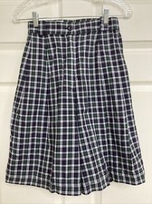 Vtg Bermuda Shorts, Archie Brown  Son Navy Green Plaid Tartan 10, 100 Cotton