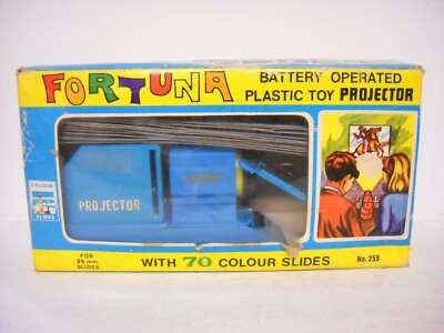 Rare Vintage Fortuna Child's Battery Projector with Slides and Original Box Used