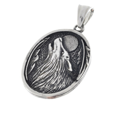 Wolfskopf Wolf Anhänger Amulett Talisman Wölfe Runen Runenkreis AS-7157K