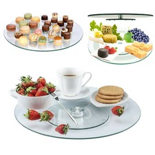 Lazy Susan Glass Rotating Cake Stand Turntable Plate Display Serving Dish