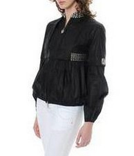 FRACOMINA ATELIER black studded jacket giubbino giubbotto borchiato donna M NWT