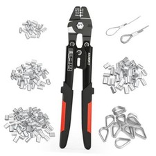 Wire Rope Crimping Tool for 3/64 1/16 5/64 inch Aluminum Crimper+Accessories