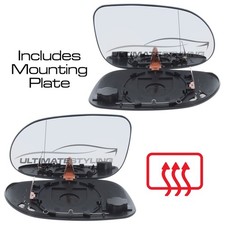 Wing Mirror Glass Mercedes CLK Class A208 1998-2003 Heated Aspherical 1 Pair