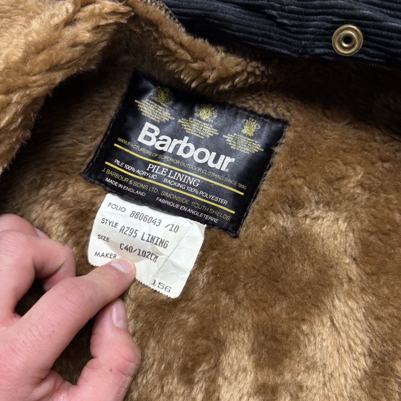 Men's Barbour Border A205 Waxed Cotton Jacket Navy Medium C40 image 3