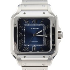 Cartier Santos 4072 40mm Blue Roman Stainless Steel Automatic Watch w/ Box Cert