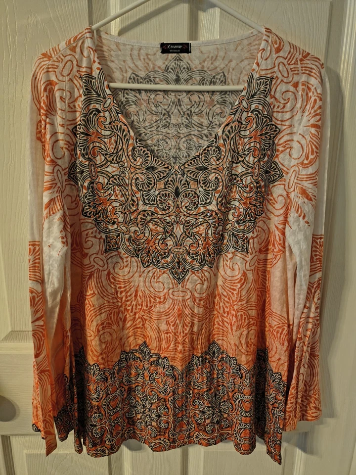 Топ кокомо размер P2P 22,5 длина 28 страз vneck длинным рукавом - Изображение 3 из 4