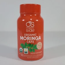Organic Side Organic Moringa Veggie Caps Vegan USDA 60 Capsules EXP 06/2030