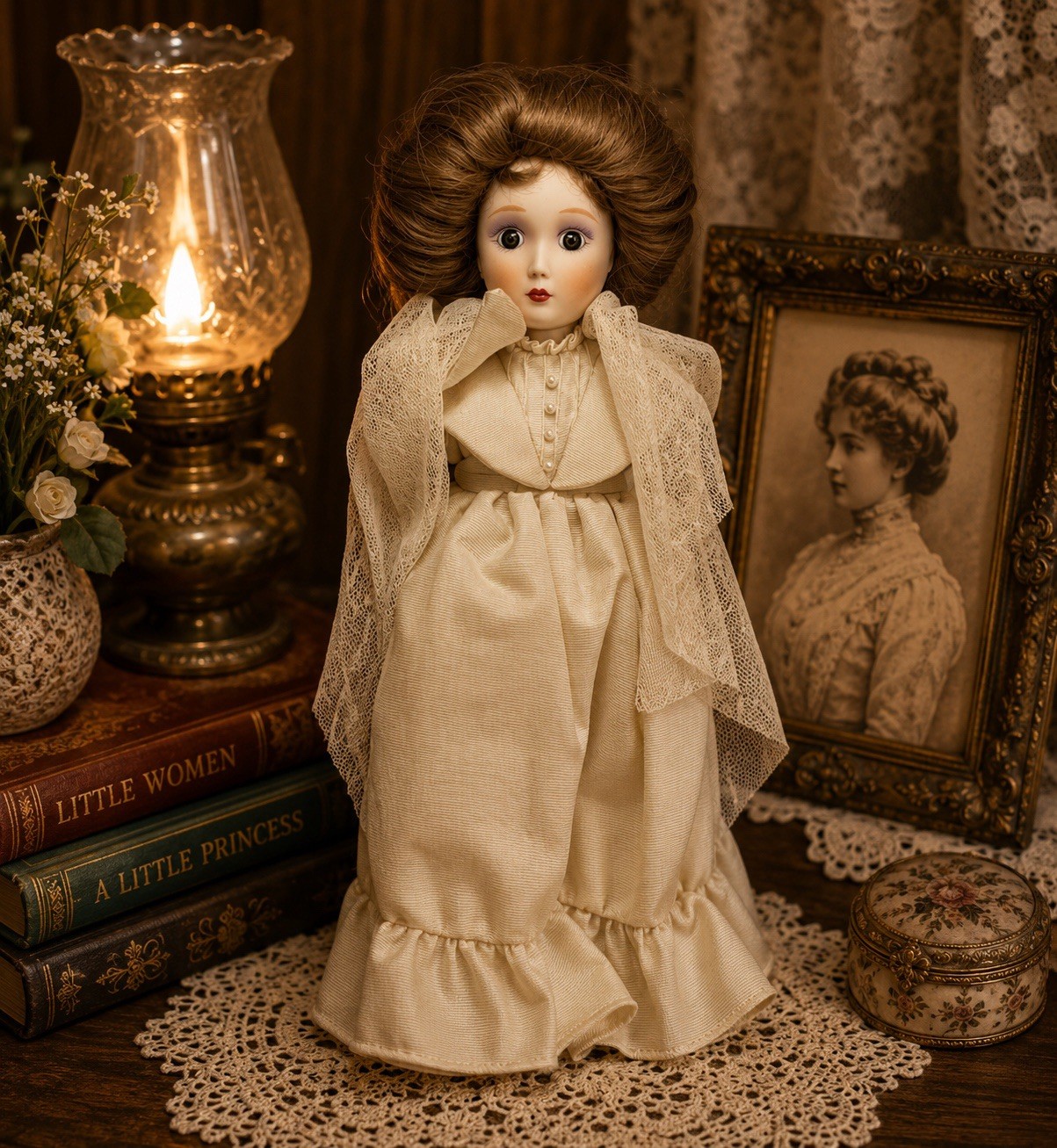 Danbury Mint Brides of America Doll in Box: A Gibson Girl Bride. Vintage Rare