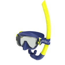 Speedo Adult Travel Mask and Snorkel Set - Navy/Yellow: Polycarbonate Silicone