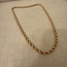 Vintage CHUNKY GOLD TONE TWISTED CHAIN FILIGREE Intricate Necklace Unisex