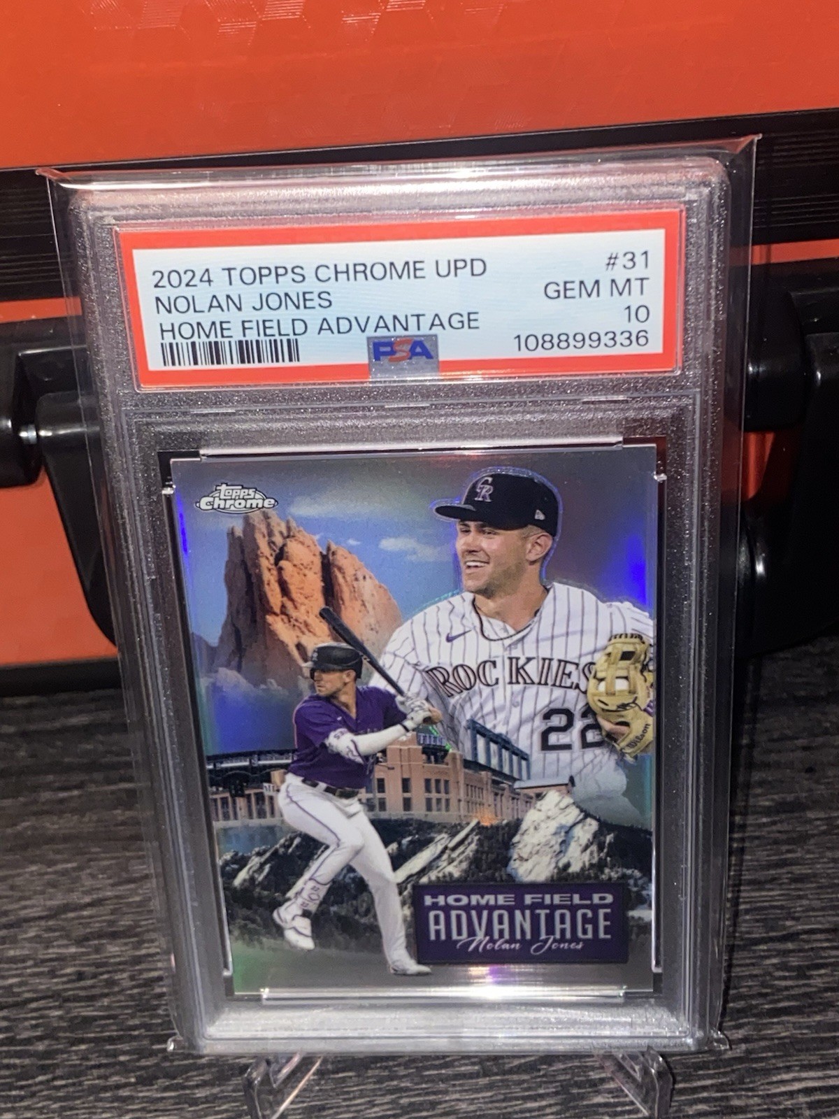2024 Topps Chrome Update Home Field Advantage-Nolan Jones-PSA 10-#HFAC-31