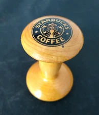 1990s Starbucks Coffee Espresso Wooden Tamper Press Siren Logo