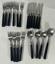 20 Pcs Vtg Stanley Roberts Stainless Korea Black flatware
