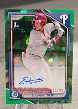 Eduardo Tait 2024 Bowman Chrome Sapphire Green Autograph /99 Phillies/Twins