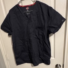 Dickies EDS Signature Scrub Top Black Solid Unisex Medical Shirt Size L