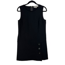 LOFT Women's Black Sleeveless Shift Dress w/ Side Button Detail - Size 6
