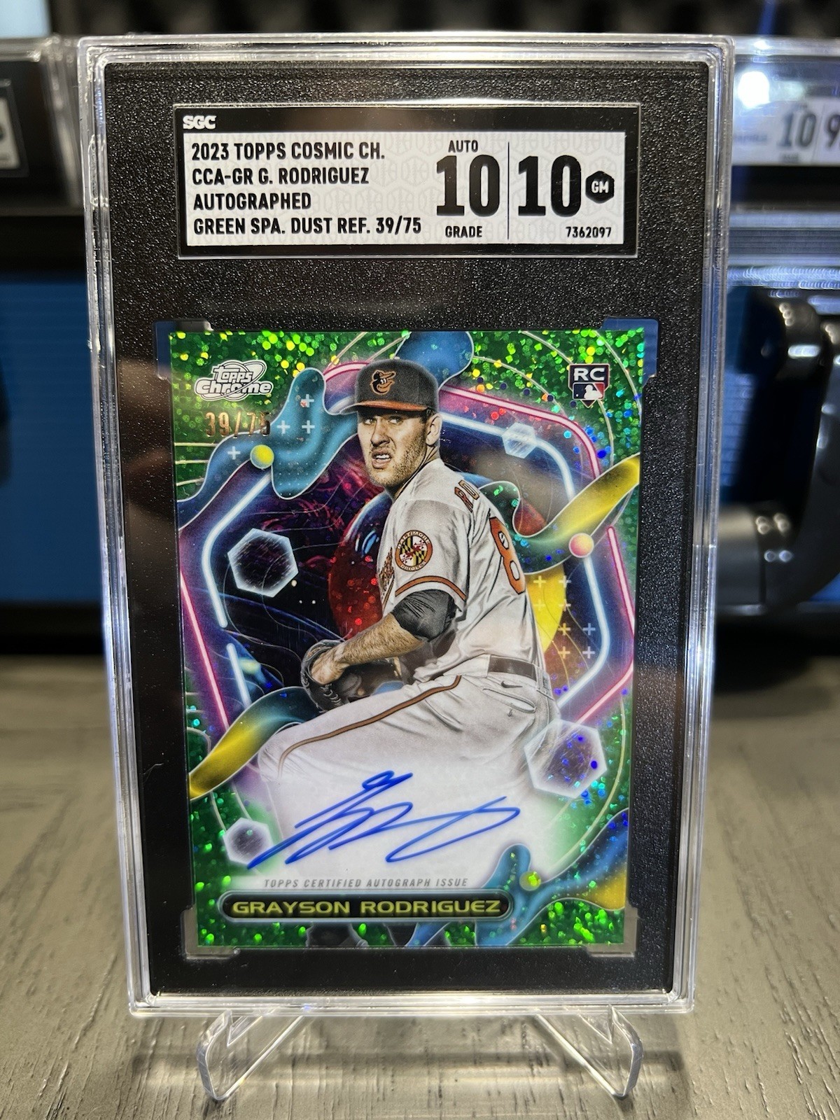2023 Topps Cosmic Chrome Autographs Grayson Rodriguez Green Space Dust Auto /75