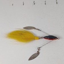 Vintage Weber twin spin Spinnerbait Yellow Red Black Silver Fish Shape