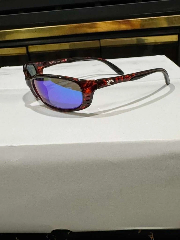 Costa del Mar Brine Tortoise Shell Frame Blue Mirror Polarized Sunglasses 580P - Image 4 of 4