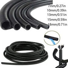 Split Loom Tubing Wire Conduit, Black Corrugated Wire Tube Cable Protection Pipe