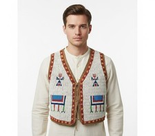 Powwow Regalia Vest Hand Beaded Native Traditional Tribal Outfit PRV191