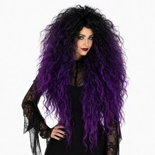 Witchy Gothic Vampire Queen Long Curly Wig Cosplay Witch Halloween Fancy Dress