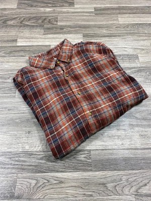 ''NEW'' NORTH CREST Button Down Brown Plaid Flannel Outdoor Shirt Men's Size Large