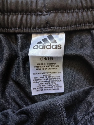 Adidas Sweatpants Youth Large Black Slim Track Pants Pull On Athletic - Picture 2 of 8