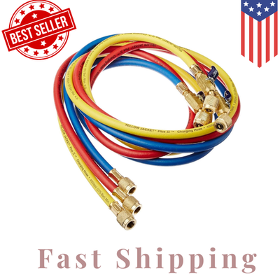 #ad Yellow Jacket 29986 Plus II 1 4quot; Hose with Compact Ball Valve 72quot; Pack of 3 $49.99