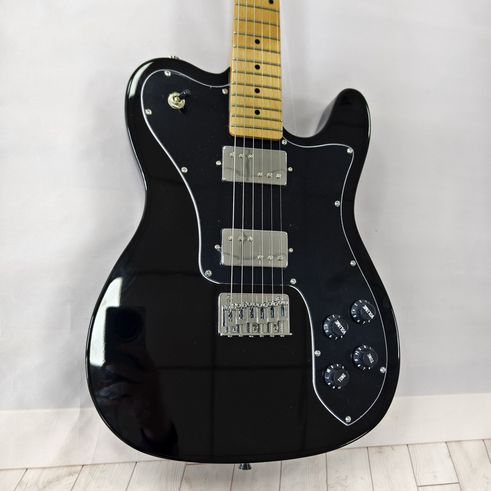 Ship US TL Deluxe Electric Guitar Black Finish Maple Fretboard Alder body