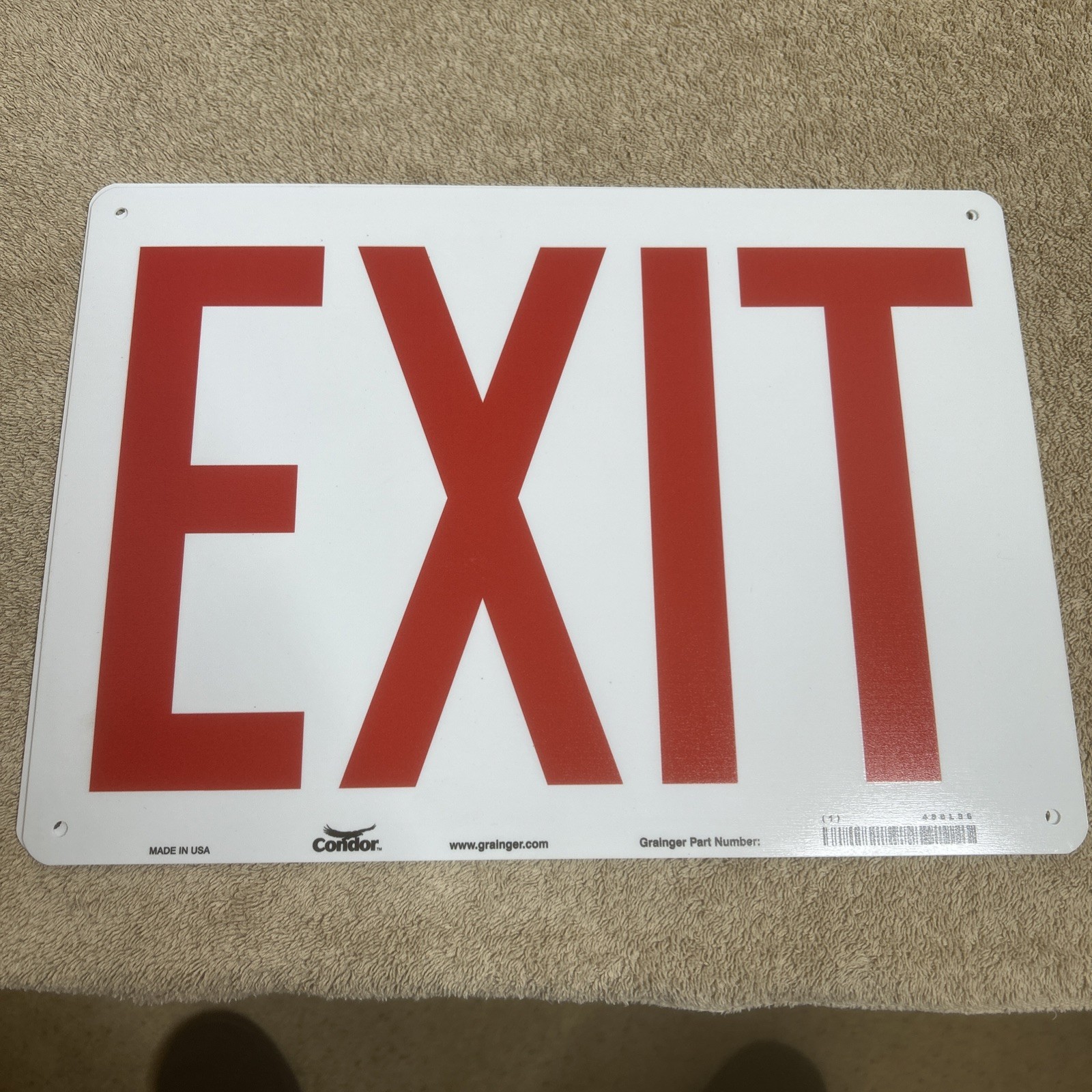 EXIT SIGN New Heavy Plastic 14”x 10” Grainger Made In USA