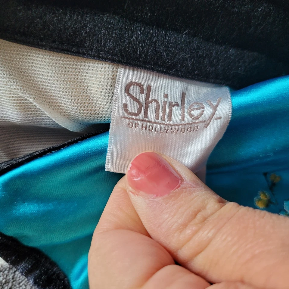 Lencería Sexy De Colección Shirley Of Hollywood Corsé Bustier Talla 36 Azul Satinado Floral Foto 2 de 4