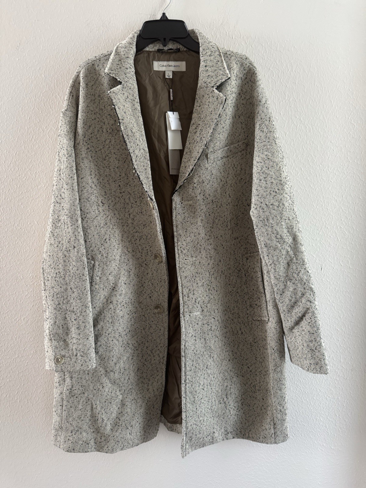 CALVIN‎ KLEIN JEANS coat Men's Crombie Oversized Coat Size large cedar bark NWT  thumbnail 4