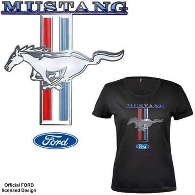 Ford Mustang Shirt Damen Emblem Logo classic Pony US-Car licensed *0167 schwarz