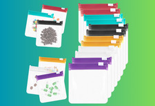 Reusable Plastic Pill Pouch - Zippered Travel Pill Bags with Lock 12 Pack