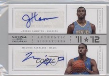 2012 National Treasures Silver 11/49 Jordan Hamilton Maurice Harkless Auto 3j2