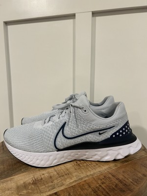 Size 14-Men s Nike React Infinity Run 3 Flyknit Grey Navy White Shoes Excellent
