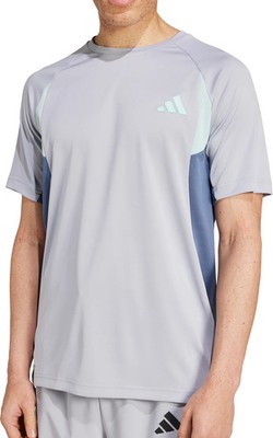 adidas Tech Apparel Colourblock Mens Training Top Grey Short Sleeve Gym T-Shirt