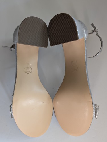 Sexy I MILLER TRUE SILVER EMELY GLITZERNDE OPEN TOE RIEMCHENSCHUHE MIT HOHEM ABSATZ 11 M - Bild 4 von 6