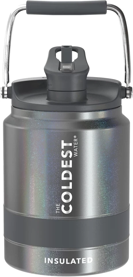 Half Gallon Insulated Water Bottle with Straw Lid – Stardust Glitter Finish - Image 4 of 4