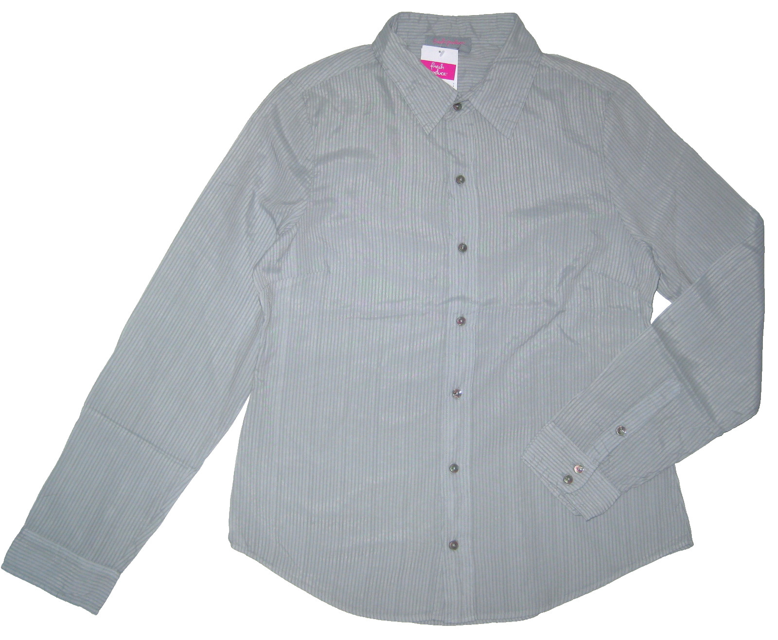 Fresh Produce small stardust gray $59 Nantucket stripe 38" button shirt nwt s