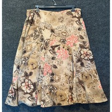 VTG R.Q.T. Floral Midi Skirt Brown Textured A-Line Size 16 Y2K Cottagecore Fairy