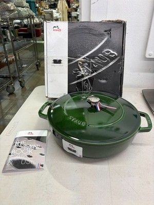 Staub Cast Iron Braising Pan with Lid - 28cm - Basil Green