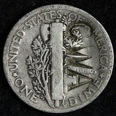 1920 Mercury Silver Dime NEAT OLD Counter Stamp ''CWA''  E202 KZGS