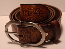 Womens Brown designed Leather belt 110 CM / 43" New