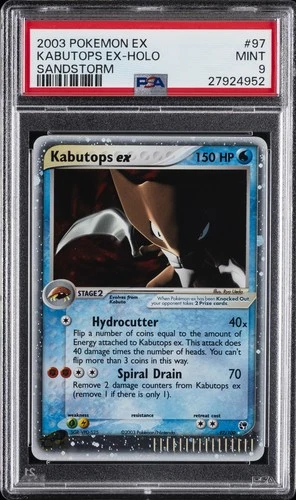 2003 POKEMON EX SANDSTORM #97 KABUTOPS EX-HOLO PSA 9
