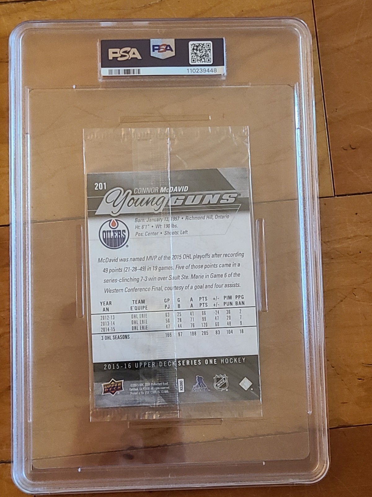 2015-16 Upper Deck Connor McDavid Young Guns #201 **OVERSIZED/JUMBO** PSA 8 view 4